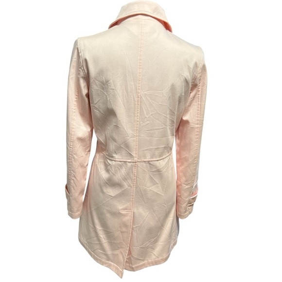 Max Studio Pink Silk Trench Coat Polka Dot Lining - Picture 2 of 6